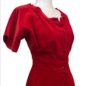 Lanz Original Red Velvet Vintage Dress